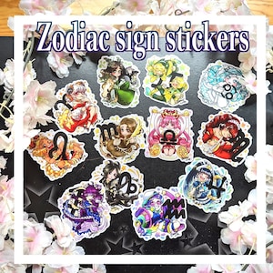 Adesivos de signo do zodíaco, constelação, adesivo de vinil de 3 polegadas, pingente de anime fofo, adesivo brilhante à prova d'água, presente de aniversário