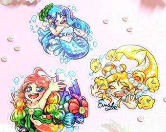 Pegatina de sirena: vinilo transparente, impermeable y divertido de 7,6 cm.