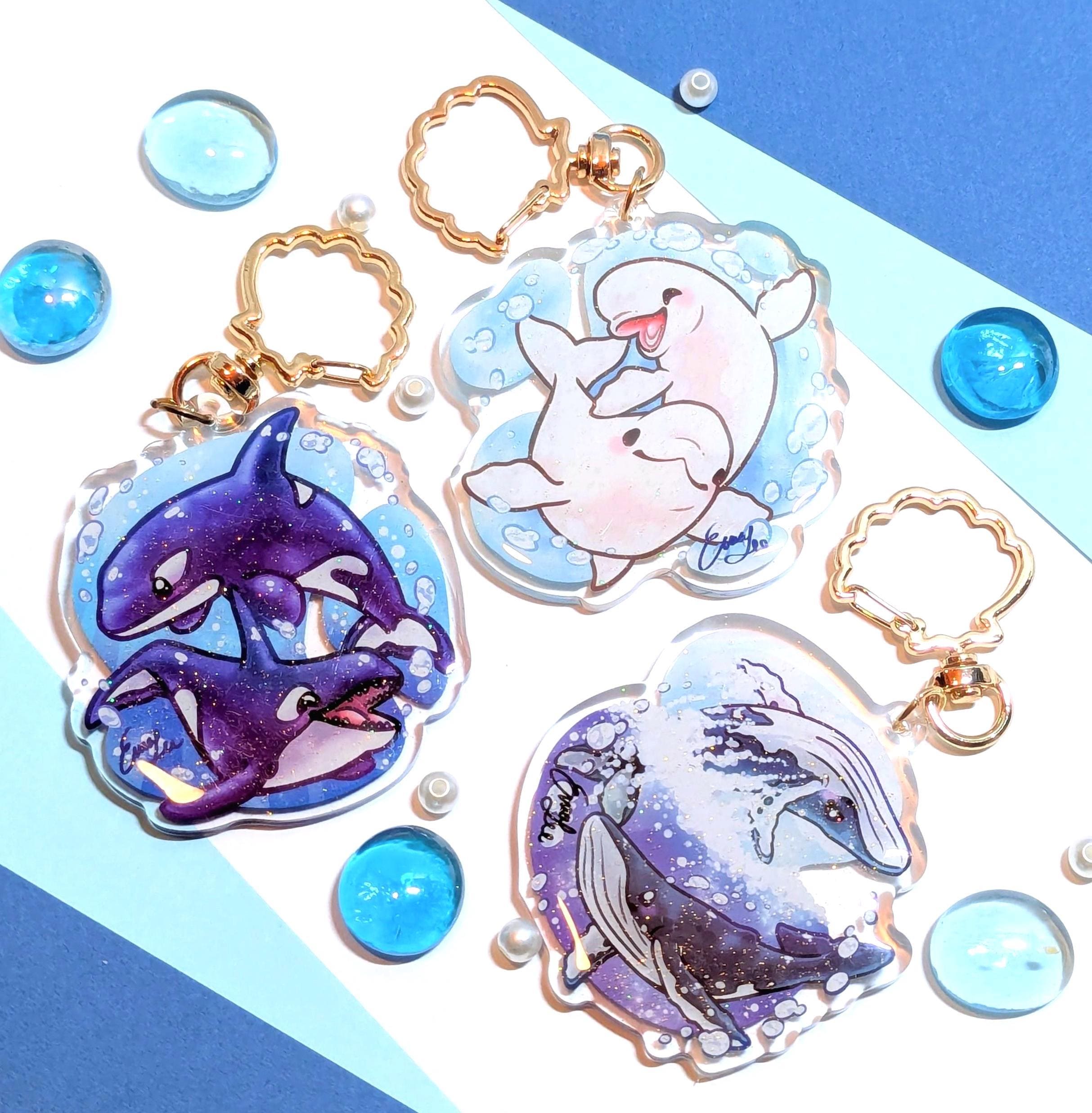 クジラアクリルキーホルダー｜シャチ・ザトウ・ベルーガ 両面アクリル
