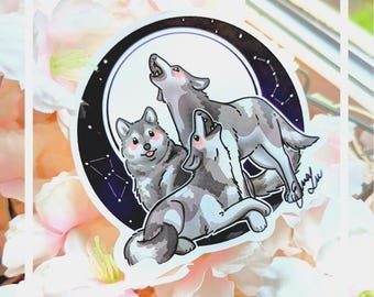 Wolf Aufkleber: Wasserfester Vinyl-Aufkleber - 7,5 cm
