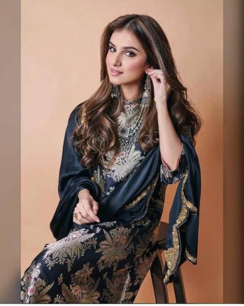 Tara Sutaria beautiful Designer Suit On Havy Satin febric with inner and Digital Print With pan