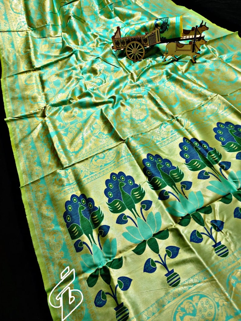 Pure Jari Kanjivaram silkBLOUSE Full Heavy Weaving and Antique Finish Big Borde