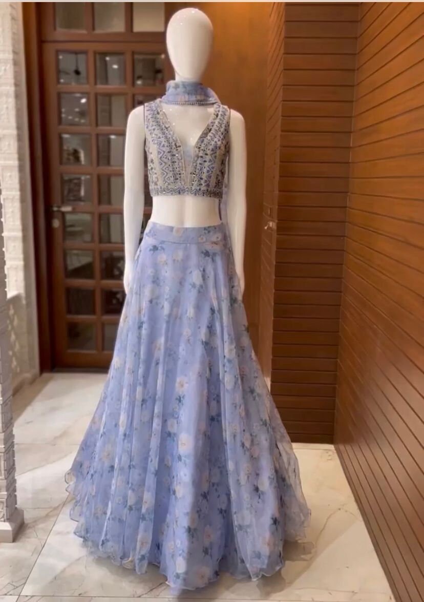 Charming Purple Silk Lehenga Choli With Digital Print Cancan & - Etsy