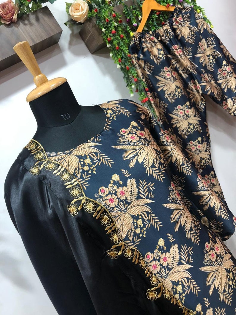 Tara Sutaria beautiful Designer Suit On Havy Satin febric with inner and Digital Print With pan