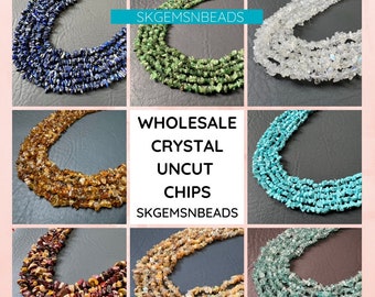 34" Crystal Uncut Chips Strands, Gemstone Beads, Jewelry making beads, Smooth Polished Uncut Beads, Crystal Shop
