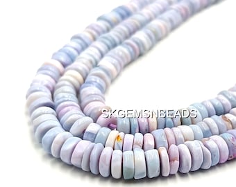 Opal Heishi Disc Beads, Light Blue Purple Shaded Gemstone, 16" Handmade Tyre, Loose Smooth Nuggets, Spacer Bead, Crystal Jewelry, DIY Craft