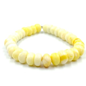 Yellow Opal Beaded Bracelet, Lemon Yellow Shaded Beads, Stretchable Bracelet, Handmade Smooth Gemstone, Rondelle Crystal Bracelet, For Gift