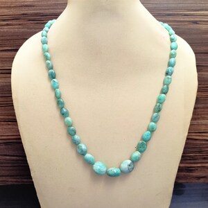 Green Emerald Tumble Necklace, 17&quot; Natural Plain Tumble Beads, Uneven shape Nuggets, Polished Gemstone, Women Beaded Necklace, Gift For Her