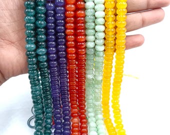Kwarts edelsteen gladde rondelle kralen, 15-inch meerkleurige kralen, losse kralenstrengen, AAA-kwaliteit, echte edelsteenkralen voor het maken van sieraden Cadeau