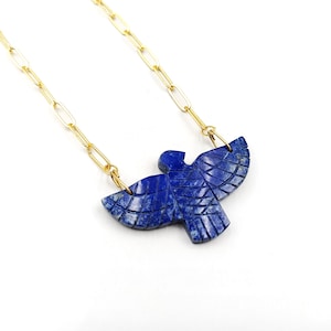Natural Gemstone Carving Eagle Necklace, 18"Beautiful Hand Carve Bird Chain Pendant, Flat Back Real Eagle Charm, Women Jewelry, Crystal Gift