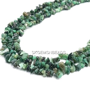 Cuentas de esmeralda natural sin tallar, de 34" (hebra), lisas y pulidas, piedra semipreciosa, con astillas irregulares, para joyería, tienda de cristal, de 3 a 5 mm