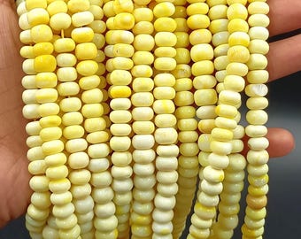 Yellow Opal Rondelle Beads, AAA Smooth Gemstone Nuggets, 16" Strand