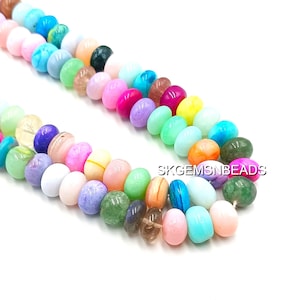 Beautiful Multi Color Opal Rondelle Beads, 16&quot; Candy Opal, AAA Mix Color Smooth Plain Gemstone, Rainbow Candy Color Opal, DIY Jewelry Craft