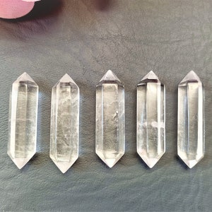 Faceted Clear Quartz Double Terminated Pencil -Natural Pointed Clear Quartz - 40 - 41 MM Polished Stone - Jewelry Making - Crystal Shop