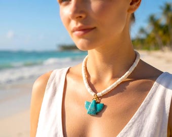 Carving Turquoise Eagle Bird Necklace, Heishi Disc Choker, Carved Bird Pendant, Women Crystal Jewelry, Thunder Bird Necklace, Gift For Her