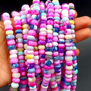 Disco Opal Rondelle Shape Beads, Loose Smooth Gemstone, Mix Color Opal Strands, Rainbow Candy Opal, Colorful Craft Jewelry, 6-8mm Gift Her