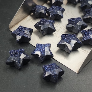 Faceted Blue Sunstone Carved Star Shape Gemstone, Natural Star Briolette, Hand Carve Stars for Jewelry, Loose Crystal Beads 12-13MM