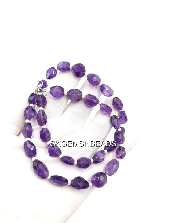 Collier Perles Améthyste Et Quartz - Longueur 41-45 Cm, Acier Inoxydable, Idéal Cadeau