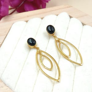 Beautiful Gemstone Brass Earring, Designer Brass Earring, Drop Dangle Earring, Oval Shape Crystal Earring, Modern Jewelry,Women Festive Gift