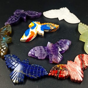 Eagle Carving Bird, Mix Gemstone, Beautiful Hand Carved, Loose Carved Eagle, Bird Charm, Real Gemstone, Women Jewelry Making, Crystal Shop