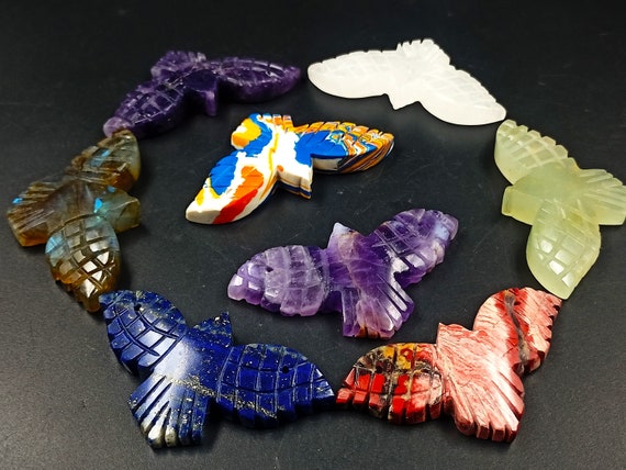 Eagle Carving Bird, Mix Gemstone, Beautiful Hand Carved, Loose Carved Eagle, Bird Charm, Real Gemstone, Women Jewelry Making, Crystal Shop