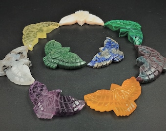 Natural Gemstone Eagle Carving Bird, Beautiful Hand Carved Pendant, Hand Carved Eagle Bird Crystal, Jewelry Making, Real Gemstone