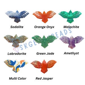 Eagle Carving Bird, Mix Gemstone, Beautiful Hand Carved, Loose Carved Eagle, Bird Charm, Real Gemstone, Women Jewelry Making, Crystal Shop image 3
