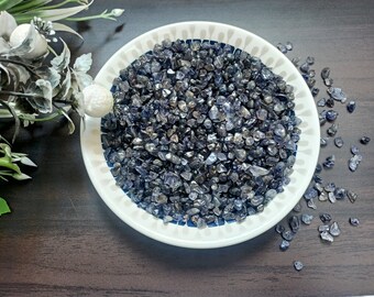 Chips de iolita sueltos naturales, chips de piedras preciosas, minipiedras, piedras pulidas sin cortar, piedras curativas, tienda de cristales de 4 a 6,5 mm