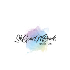 May include: A watercolor-style logo with a colorful background and the text "SK Gems N Beads since 1995".