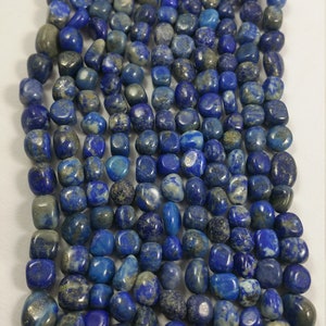 Lapislazuli Trommelperlen - echter Stein - natürliche polierte Nuggets - loser Kristall 6 x 8 mm - 8 x 10 mm - Heilsteine im Kristall Shop