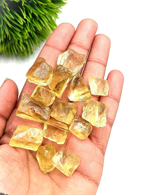 Raw Lemon Quartz Crystal, Natural Yellow Quartz, Genuine Gemstone, Loose Unpolished Chunk, Jewelry Making Stone, Healing Gift Shop (10-20mm)