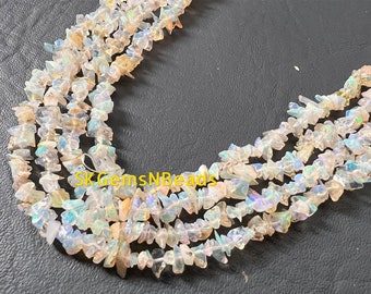 Natural Ethiopian Opal Uncut Chip Beads -Smooth Polished - Drilled Crystal Chips - Multi Fire Opal -Uneven Chips -Jewelry Making -2-4 MM