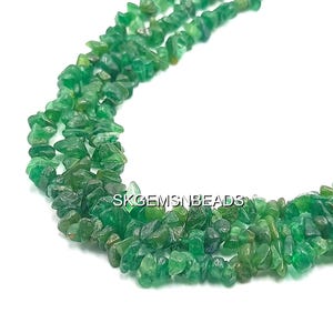 34&quot; Natural Green Jade Uncut Chip Strands - Smooth Polished Beads, Uneven Chips, Jewelry Making Beads, Crystal Shop, 3 - 5MM Drilled stone
