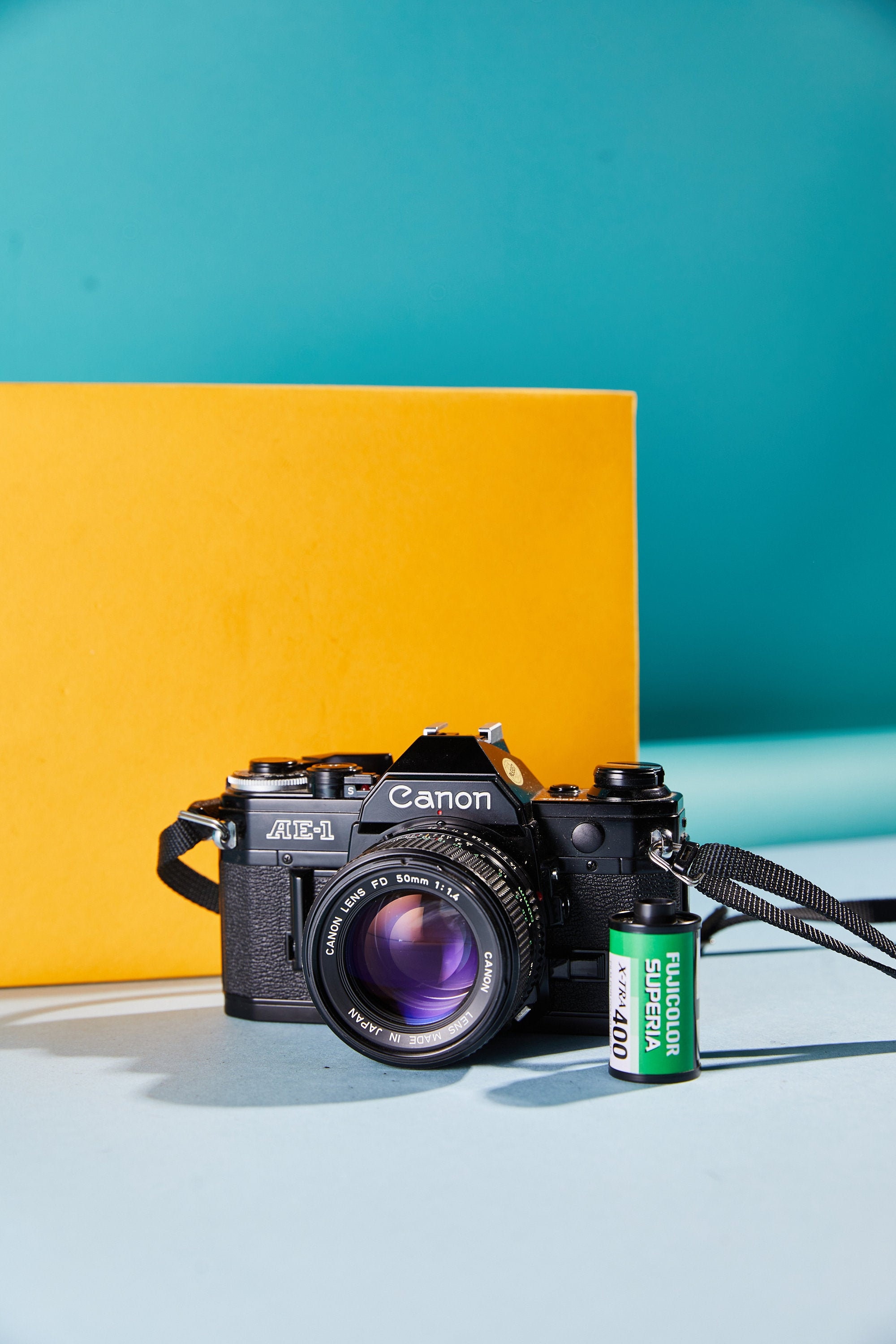 Canon AE-1 Black 35mm SLR Film Camera Kit With FD 50mm Lens