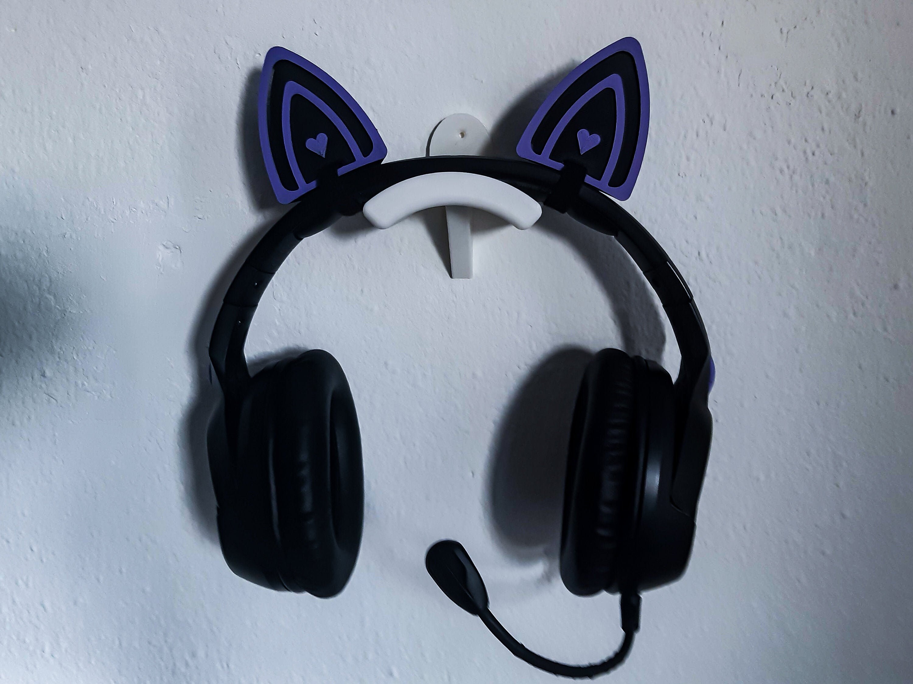 Cat ears w/ heart for headset Attachment Gaming Kitty Etsy