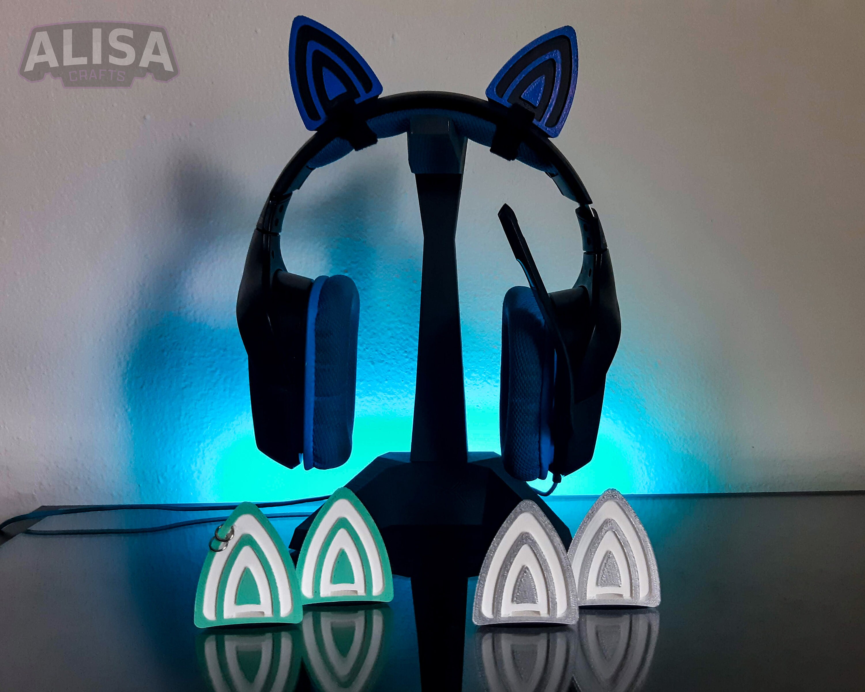 Cat ears for headset Attachment Gaming Kitty Streamer Etsy