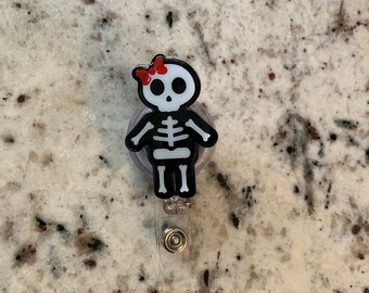 Skeleton Girl Badge Holder