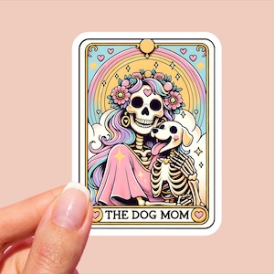 Pegatina de mamá perruna, pegatina de carta del tarot, pegatina linda, pegatina divertida, pegatina kawaii, pegatina de moda, pegatina de esqueleto, pegatina de perro, pegatina femenina