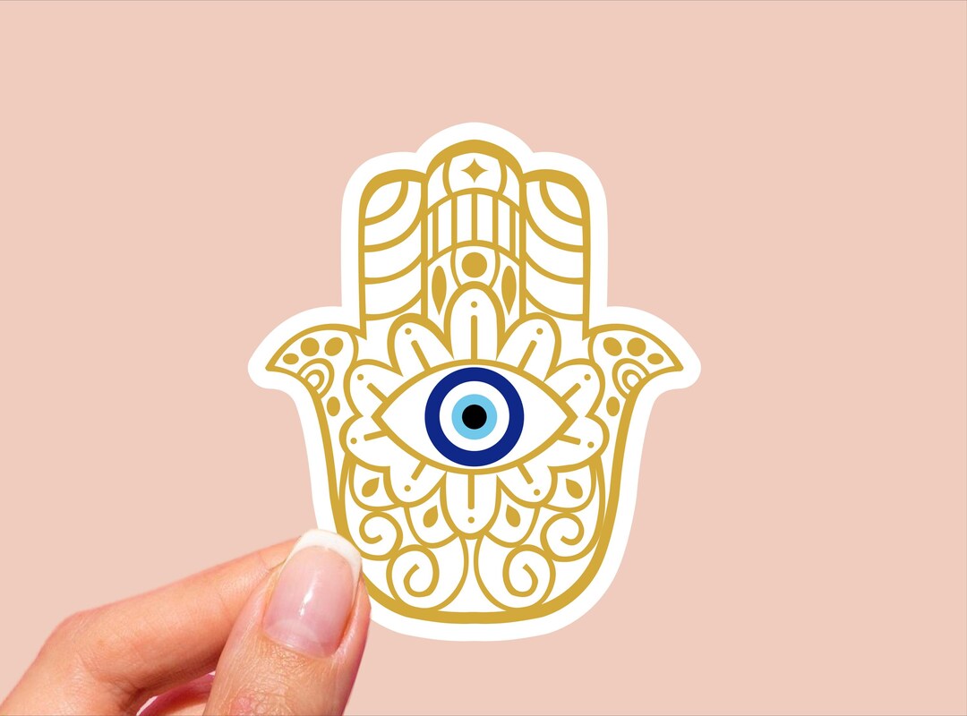 Fatima Sticker Hamsa Hand Sticker, Fatima Hand Sticker, Hand of Fatima Sticker, Blue ...