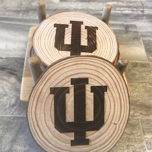 Indiana University (IU) - wooden coaster set.