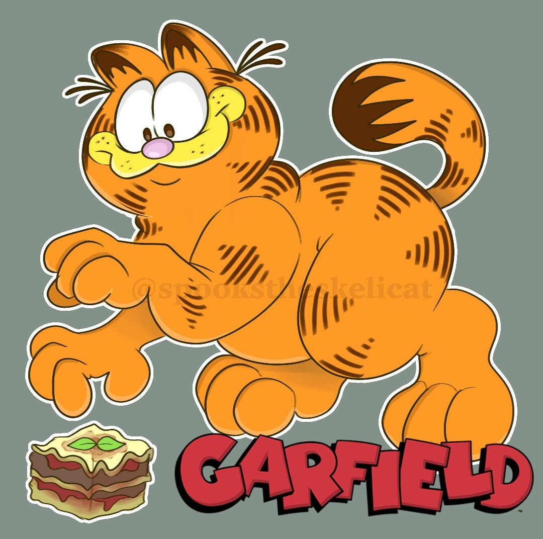 Handmade Garfield &amp; Lasagna Stickers - Etsy