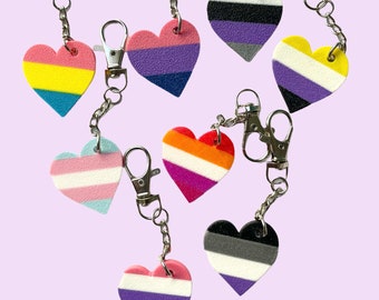 Eco 3D LGBTQIAPN+ Love Heart Pride Key Chains | Rainbow, Trans, Non-Binary, Pansexual, Asexual, Genderfluid, Bisexual, Demisexual, Lesbian