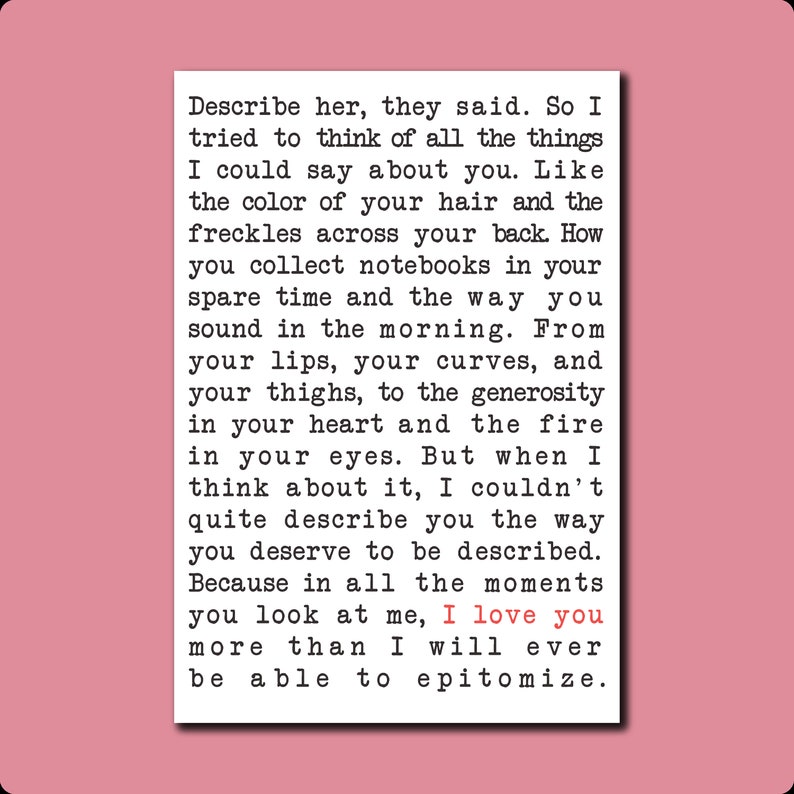 I Love You Pillow Thoughts Poem Greeting Card Poetry From Etsy