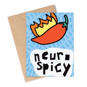 Cartão de Saudações NEUROSPICY | Comida Apimentada com Pimenta e Diversão Neurodiversa | AuDHD, Autismo, TDAH