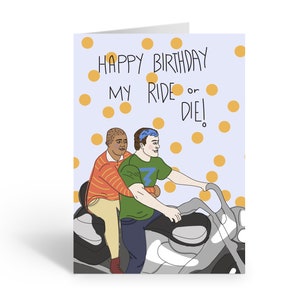 Happy Birthday My Ride Or Die Moto Couple Greeting Card