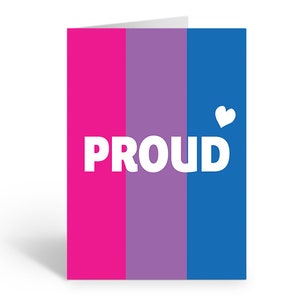 Cartão de felicitações LGBTQ+ BISSEXUAL ORGULHOSO | Cartão de empoderamento do orgulho | Cartão de revelação | Cartão de casamento | Cartão de aniversário | Cartão de aniversário