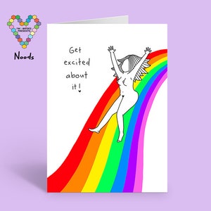 Fique animado com este cartão comemorativo LGBTQIAPN2S+ arco-íris | Aniversário, Orgulho, Aniversário, Divertido, Atrevido, Colorido.