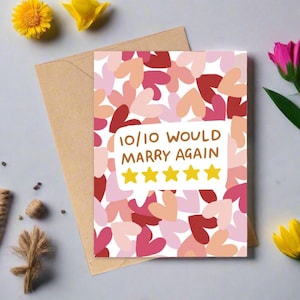 10/10 ZOU OPNIEUW TROUWEN Bruiloftswenskaart | Leuke kaart om aan de slag te gaan