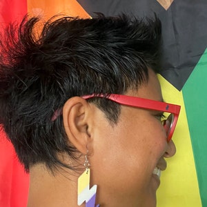 NON-BINARY LIGHTNING 3D Drop & Stud Earrings | Lgbtqiap+ Enby Pride Jewellery | Plant based 3D Printed Technology
