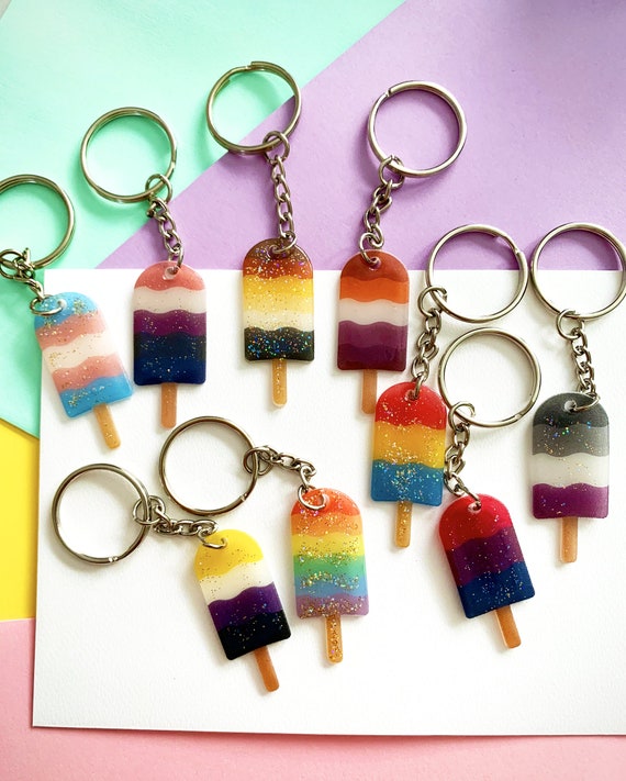 Rainbow LGBTQIAP Pride Flag Swirlpop Key Rings. Gay Lesbian Etsy